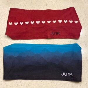 Pair of Junk Headbands- Red Hearts, Mountain Shadows